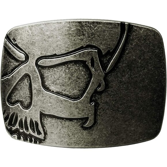 Men's Silver Belt Buckles Of Ghost Skeleton Pirate Skull Design Cowboy Style - Picture 1 of 6